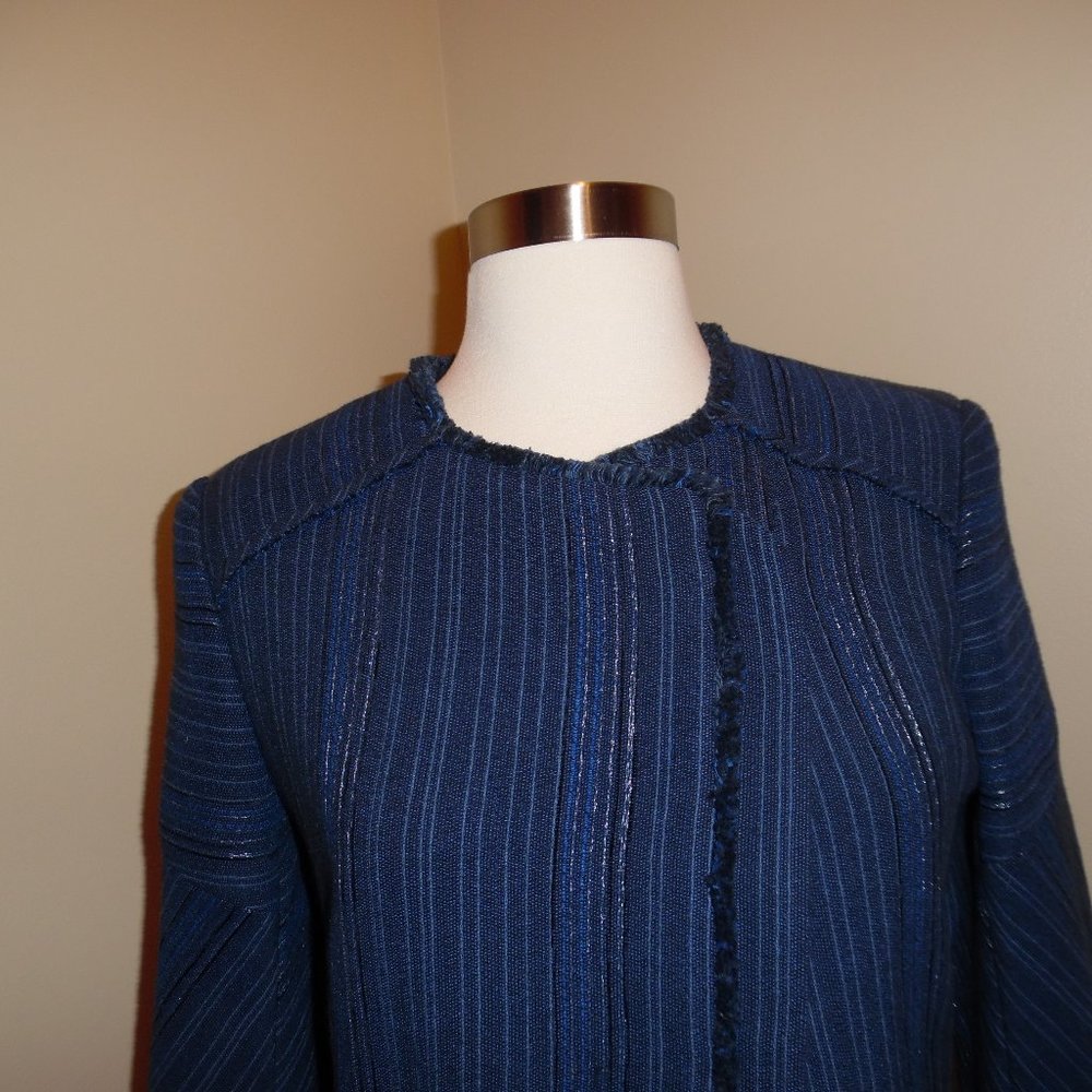 NWT Sandro Paris Blue Blucy Woven Workwear Casual Business Tweed Blazer Jacket - Picture 5 of 12